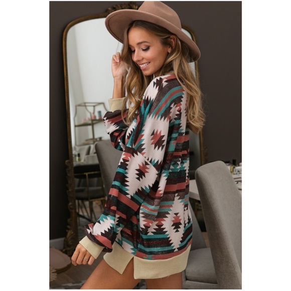 Cozy Aztec Print Sweater Top - Picture 6 of 6
